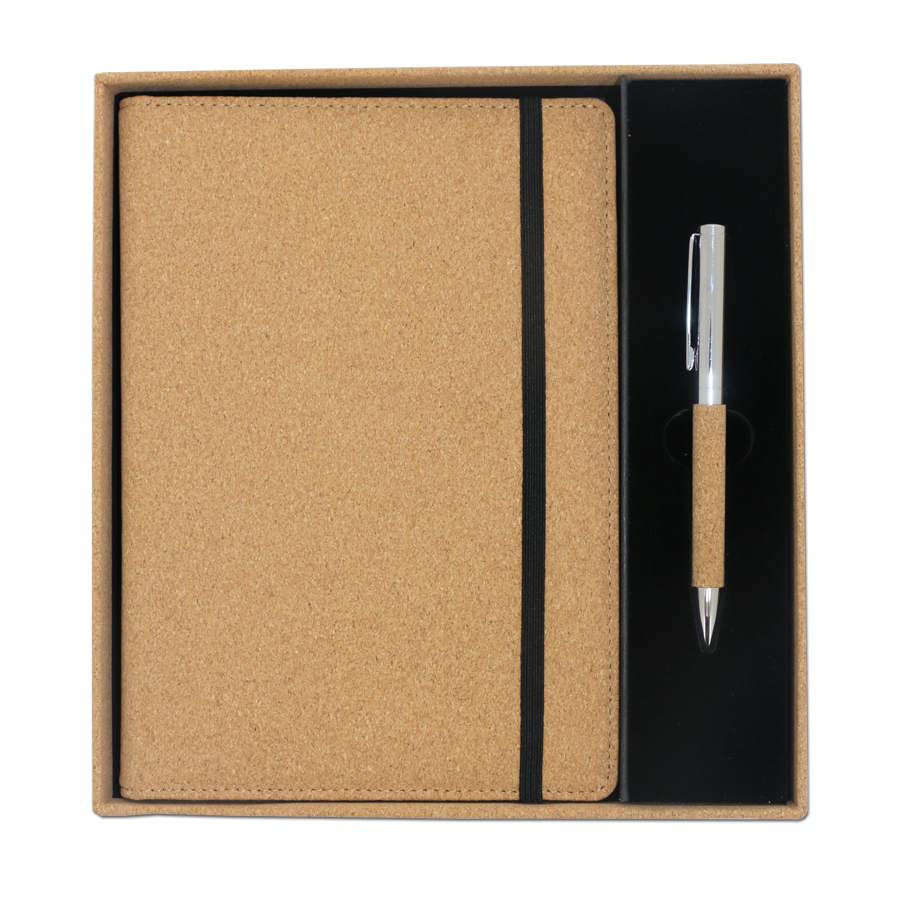 coffret notebook  écologique en liège avec stylo
