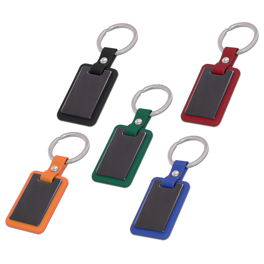 porte-clés en métal et similicuir