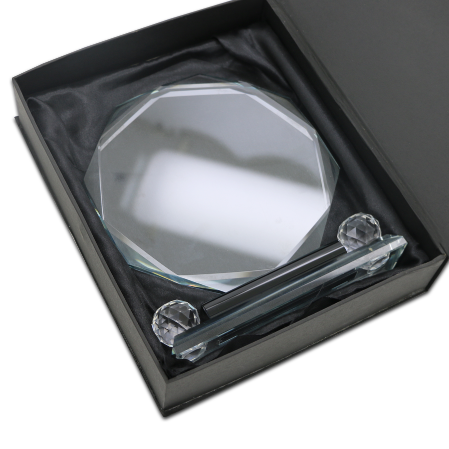 trophée en verre forme octogone