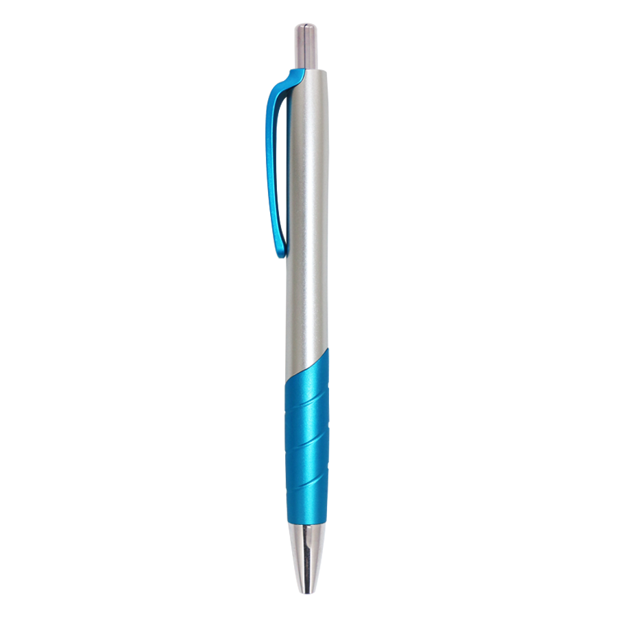 stylo en pvc corps gris avec touche colorées