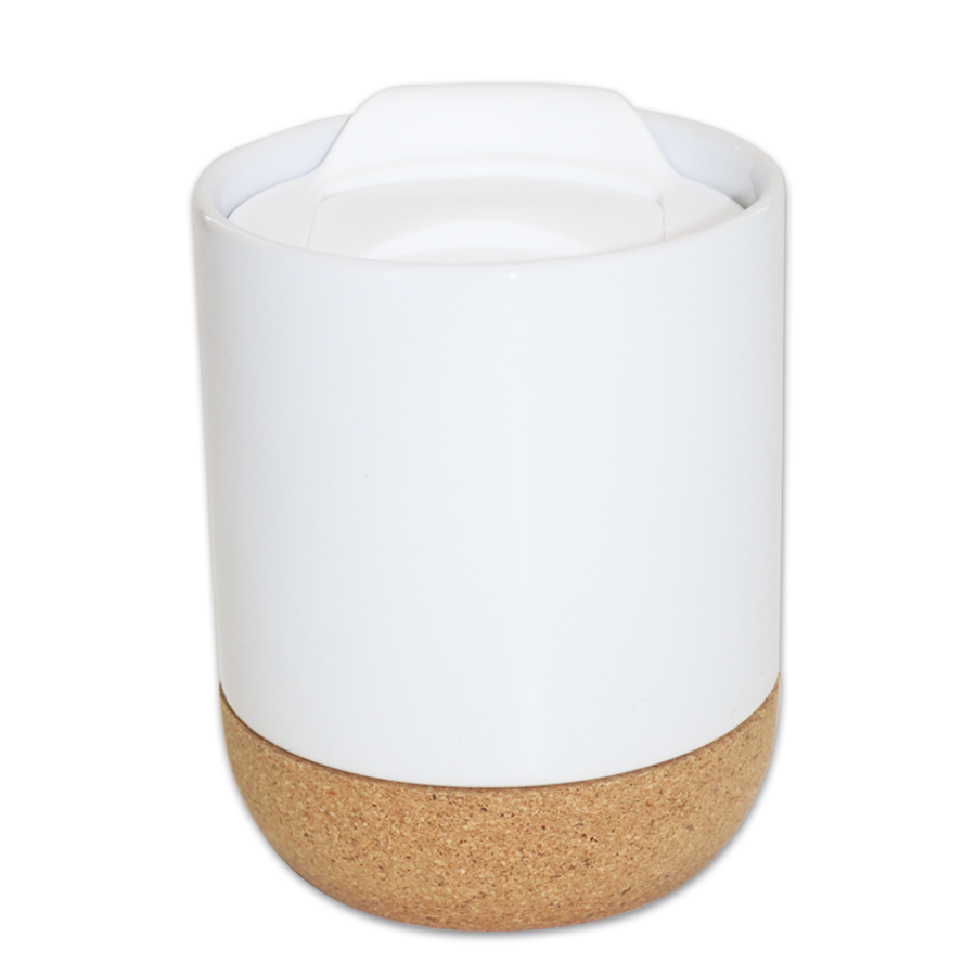 mug  380 ml en porcelaine et liège  avec couvercle