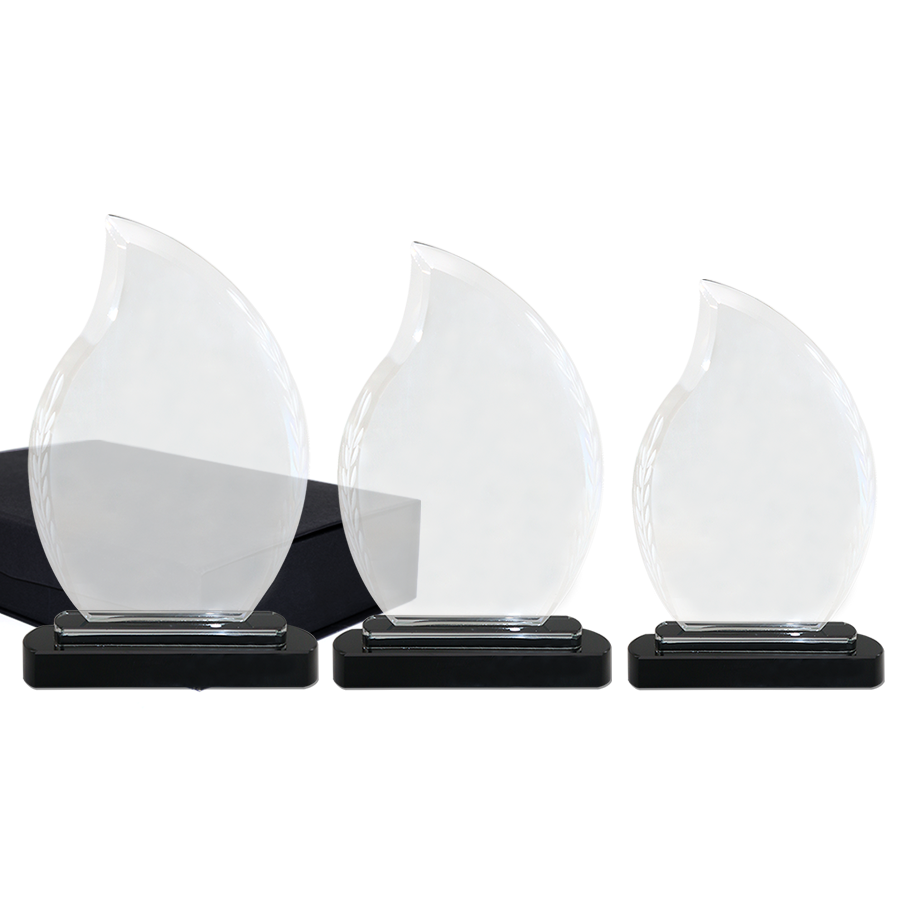 trophée forme flamme  avec motif