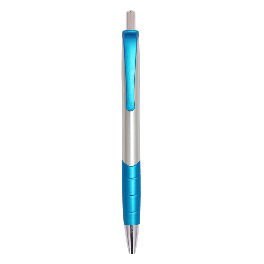 stylo en pvc corps gris avec touche colorées