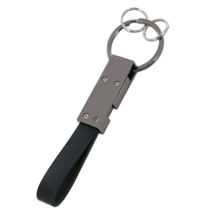 porte-clés personnalisable en métal et similicuir